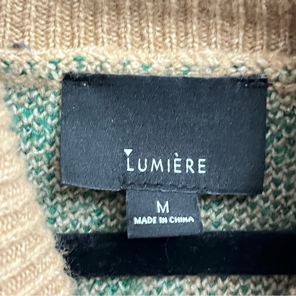 Lumiere Women’s Medium Wool Blend Plaid Turtleneck Popover Sweater - Picture 5 of 6